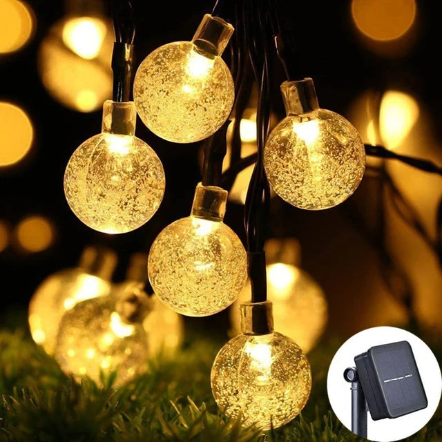 Solar Crystal Globe String Lights – Warm Fairy Glow