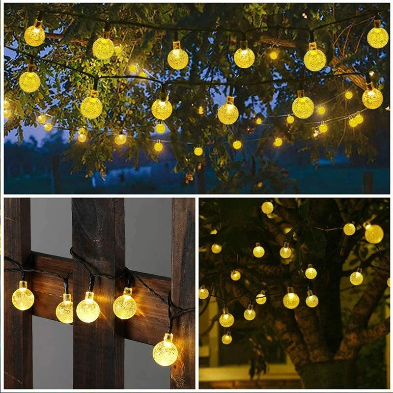 Solar Crystal Globe String Lights – Warm Fairy Glow