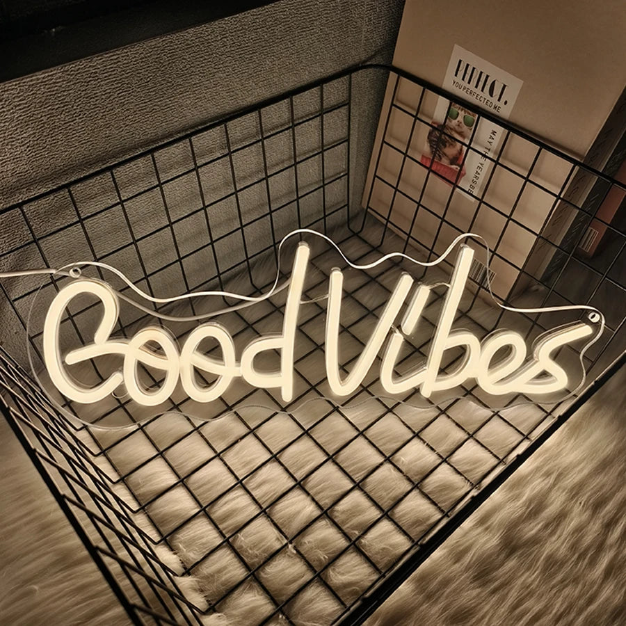 Neon "Good Vibes" Sign