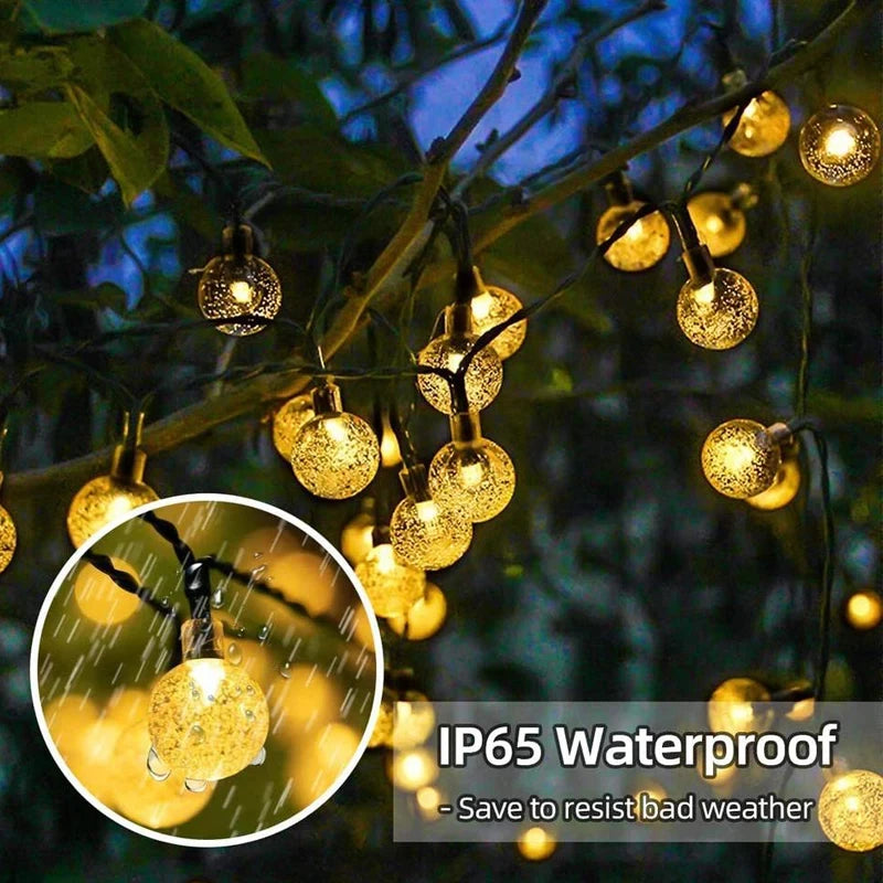 Solar Crystal Globe String Lights – Warm Fairy Glow
