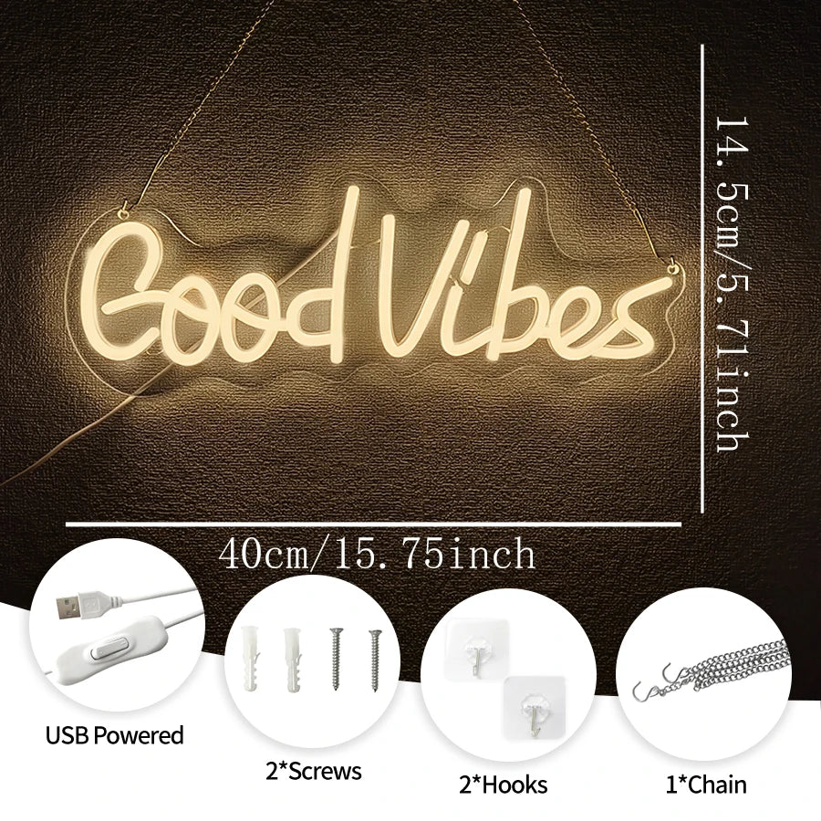 Neon "Good Vibes" Sign