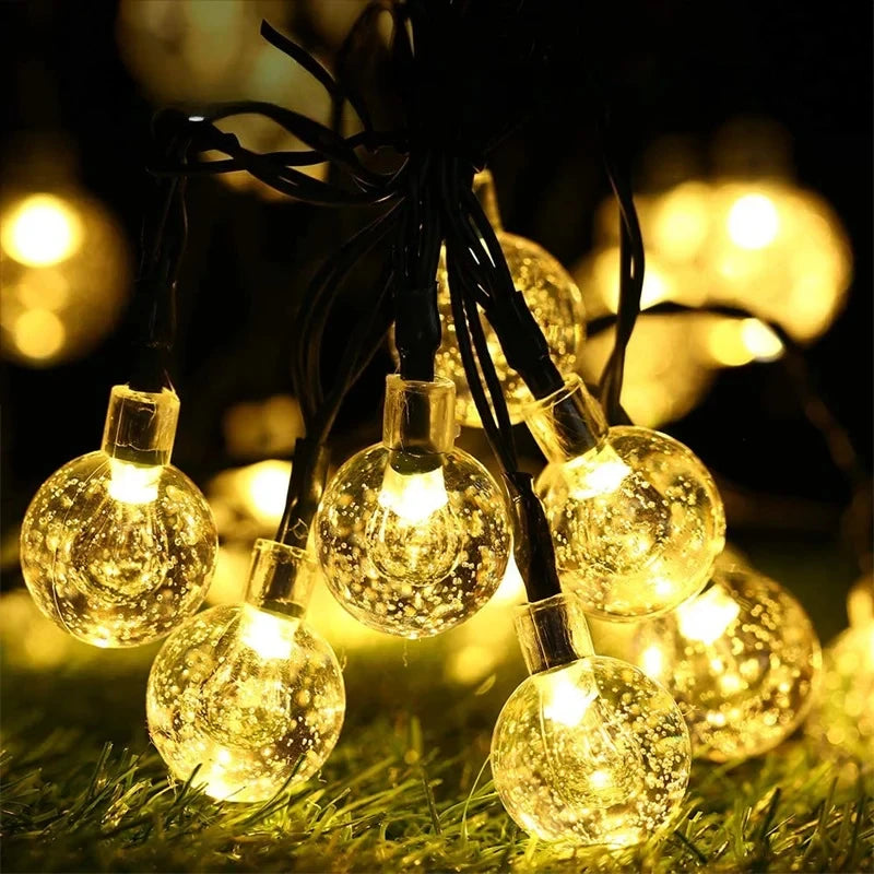Solar Crystal Globe String Lights – Warm Fairy Glow