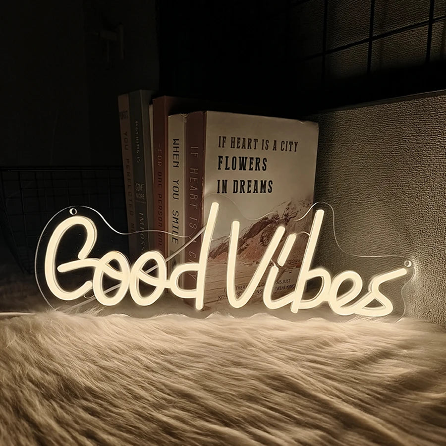 Neon "Good Vibes" Sign