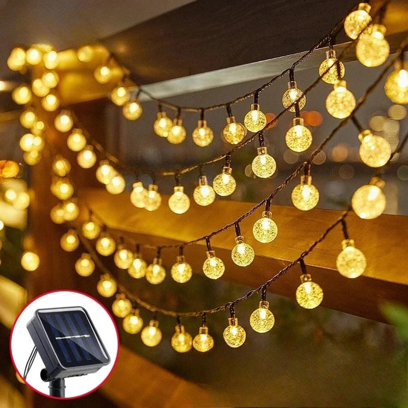 Solar Crystal Globe String Lights – Warm Fairy Glow